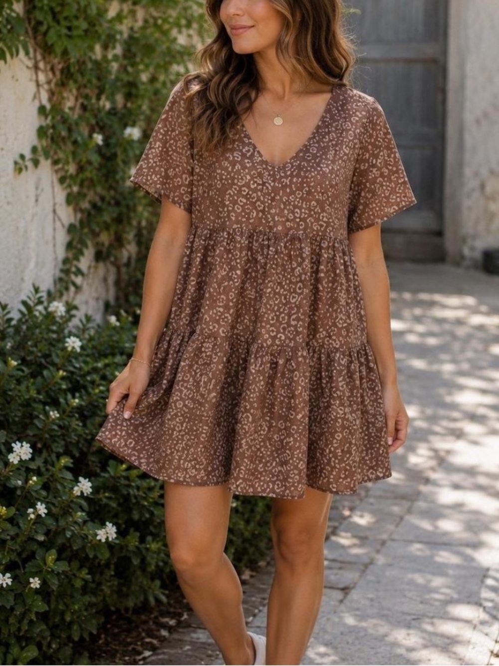 A New Day Cotton Babydoll Tiered Mini Dress Size Small